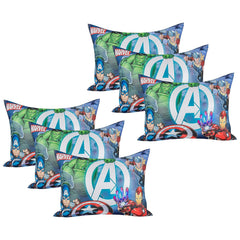 Kid's Soft Pillow For Sleeping, Marvel Avengers Print Pillow, Sky Blue - 12 X18 Inch | Suitable For All Sleepers, Multipurpose & Comfortable, Breathable, Lightweight - Pack Of 6