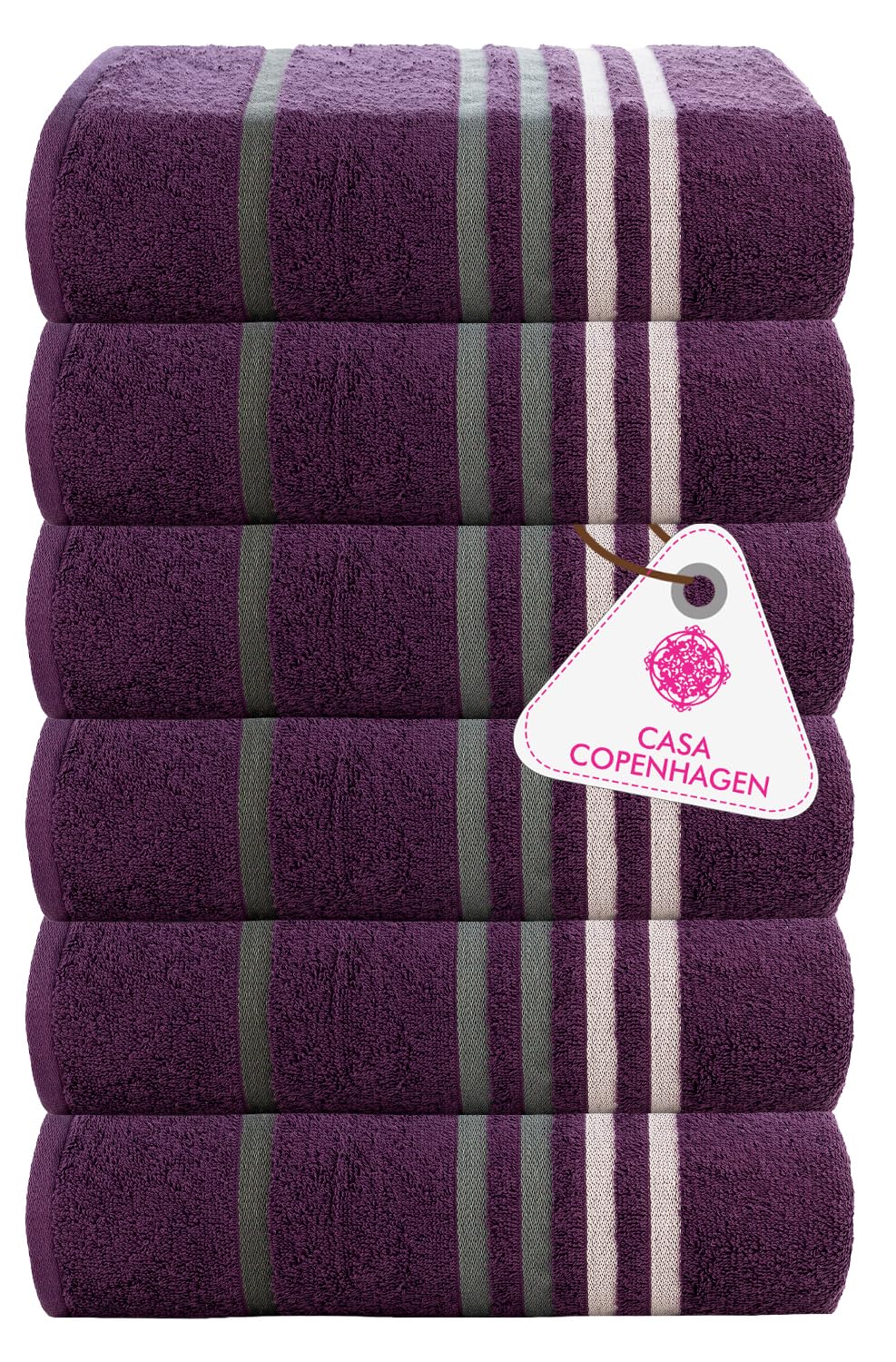 Casa Copenhagen Egyptian Cotton Ecstatic Hand Towel 740 Gsm (Dark Purple)- 6 Pcs
