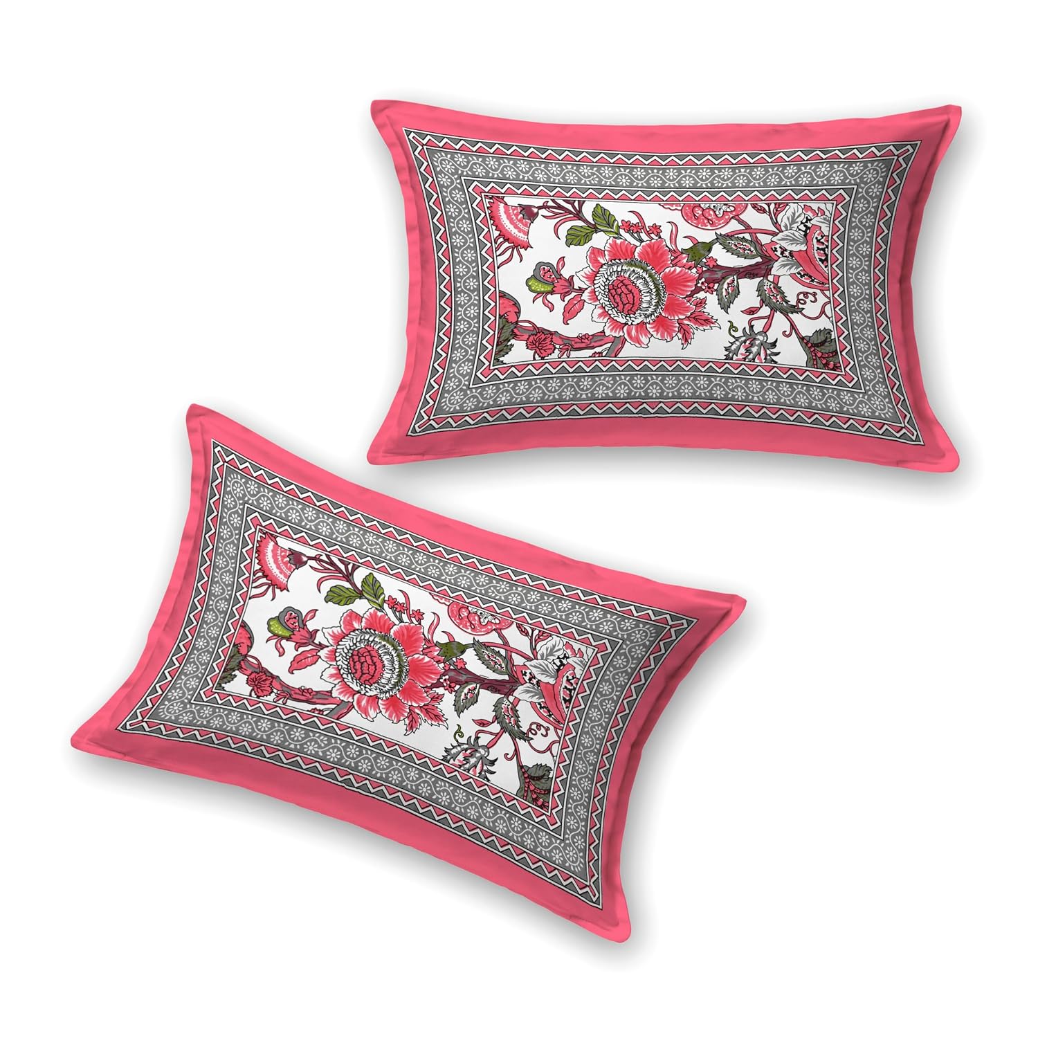 Traditional Rajasthani Design Bedsheet With 2 Pillow Covers - 90 X 108 Inches, Rose Pink | Color Fade Resistant & Shrinkage Resistant For All-Season Use