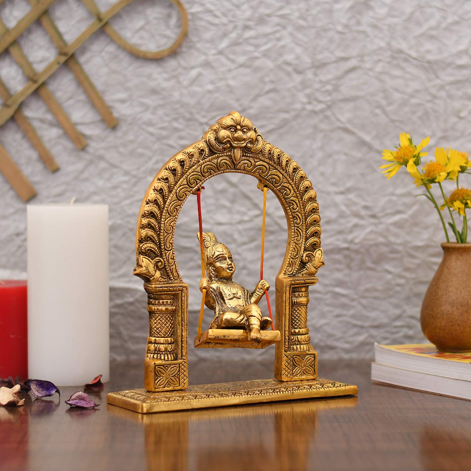Laddu Gopal Idol, Golden, Religious, Metal Statue, God Idol, All Festival & Occasion, Handmade, Beautiful Statue Of Baby Krishna Murti