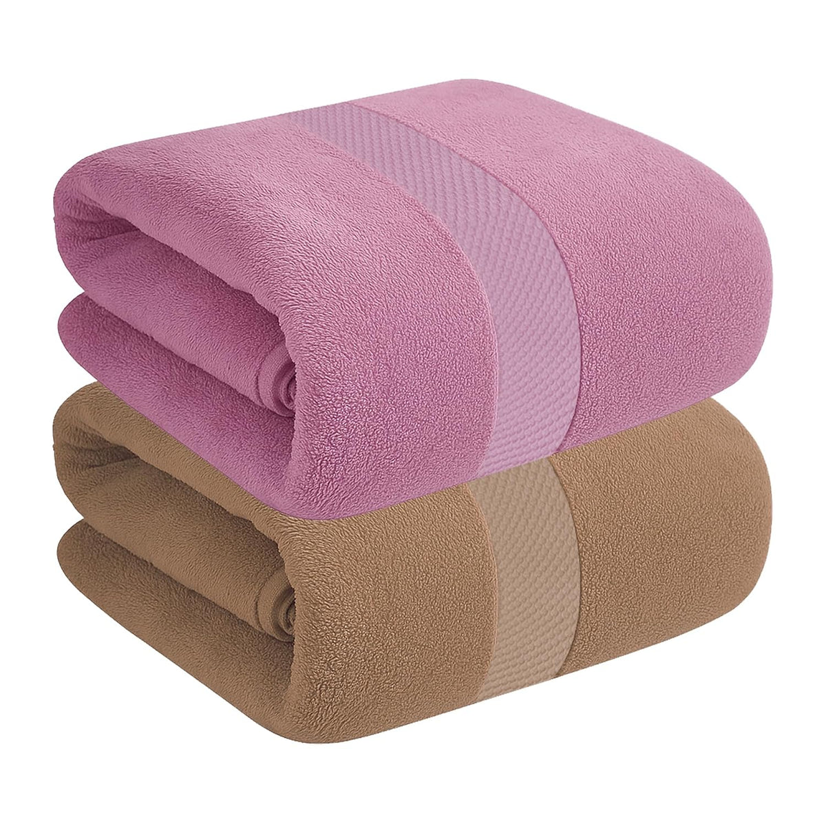 House Of Terry 100% Cotton Bath Towel 900 Gsm | Quick Dry, Soft & Absorbent, Fade-Resistant, Skin-Friendly For Men & Women Towel (Brick & Lilac) - Pack Of 2