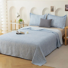 King Size Bedsheet With 2 Pillow Covers - 98 X 106 Inches, Blue & White | Summer Breathable & Wrinkle Free | Bedsheet Long Lasting & Soft To Touch