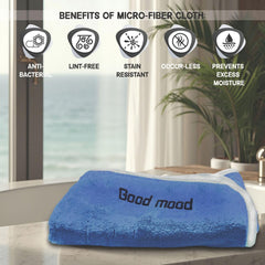 Housse Premium Soft Microfiber Embroidery Bath Towel 350 Gsm | Soft Absorbent Quick-Drying Sweat Towel (Good Mood - Dark Blue)