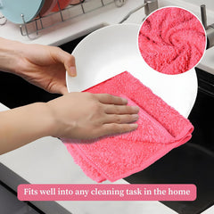 Kuber Industries Cleaning Towel 450 Gsm | Reusable & Water Absorbent Towels For Cleaning Glass, Kitchens & Bathrooms - Pack Of 3 (Pink)
