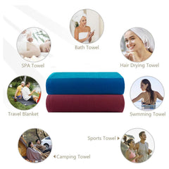 Casa Copenhagen Designed In Denmark Waffle Super Soft 2 Pieces 100% Cotton Large Bath Towel 525 Gsm - Burgundy & Electric