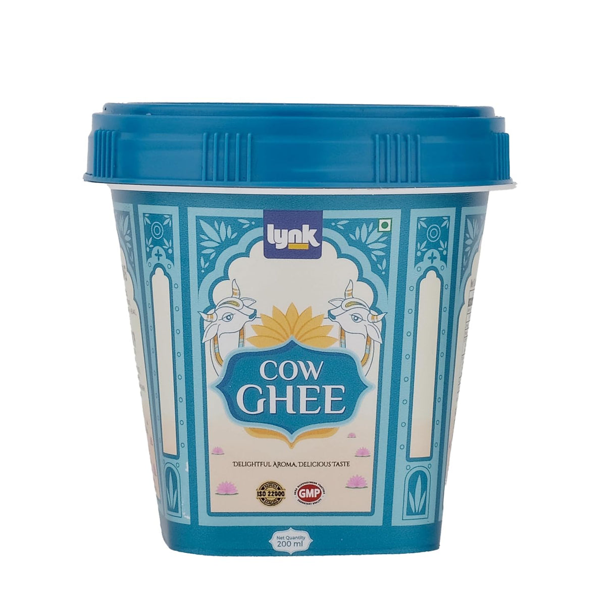 Organic Natural Desi Cow Ghee By Lynk | Good Source Of Vitamin A, Delicious Healthy & Nutritious Desi Cow Ghee Perfect For Sweets | (200ml) 6.7 Ounce | Plastic Jar