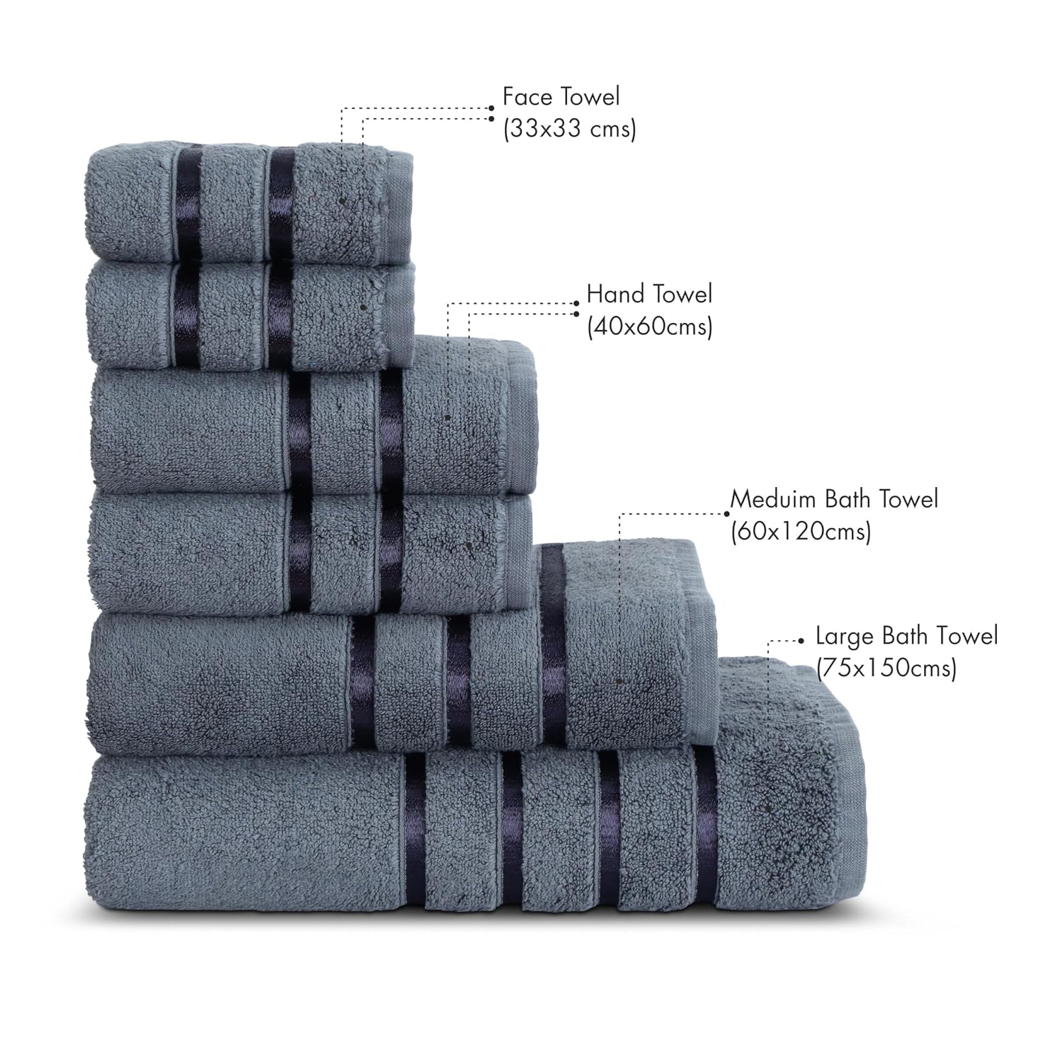 Spread Spain 100% Cotton Hand Towel 600 Gsm | Soft, Fluffy, Super Absorbent & Quick Dry Towels For Pool, Spa & Gym (Charcoal Grey New) -Set Of 2
