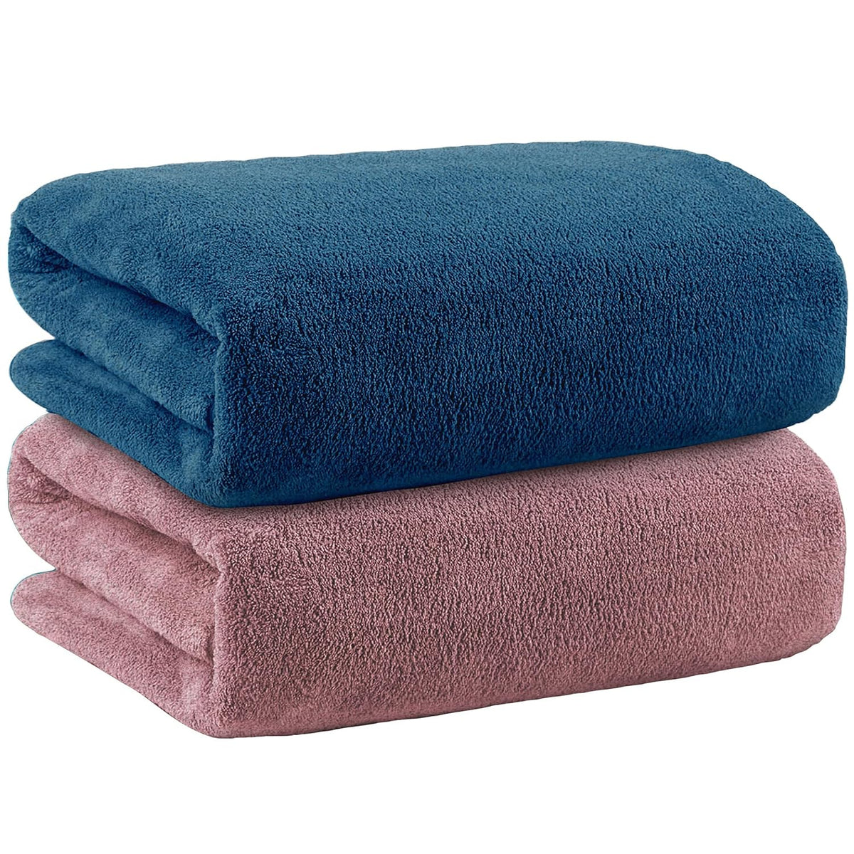 Story@Home Bath Towels 400 Gsm Large Size | Gym Towel Perfect For Everyday Use - Navy Blue & Peach (Set Of 2)