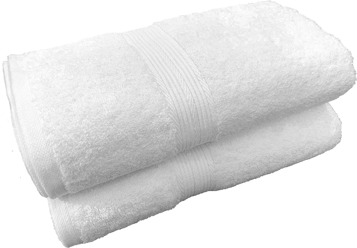 Trella 100% Cotton Large Cotton Bath Towel 500 Gsm (White) -2 Piece