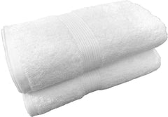 Trella 100% Cotton Large Cotton Bath Towel 500 Gsm (White) -2 Piece