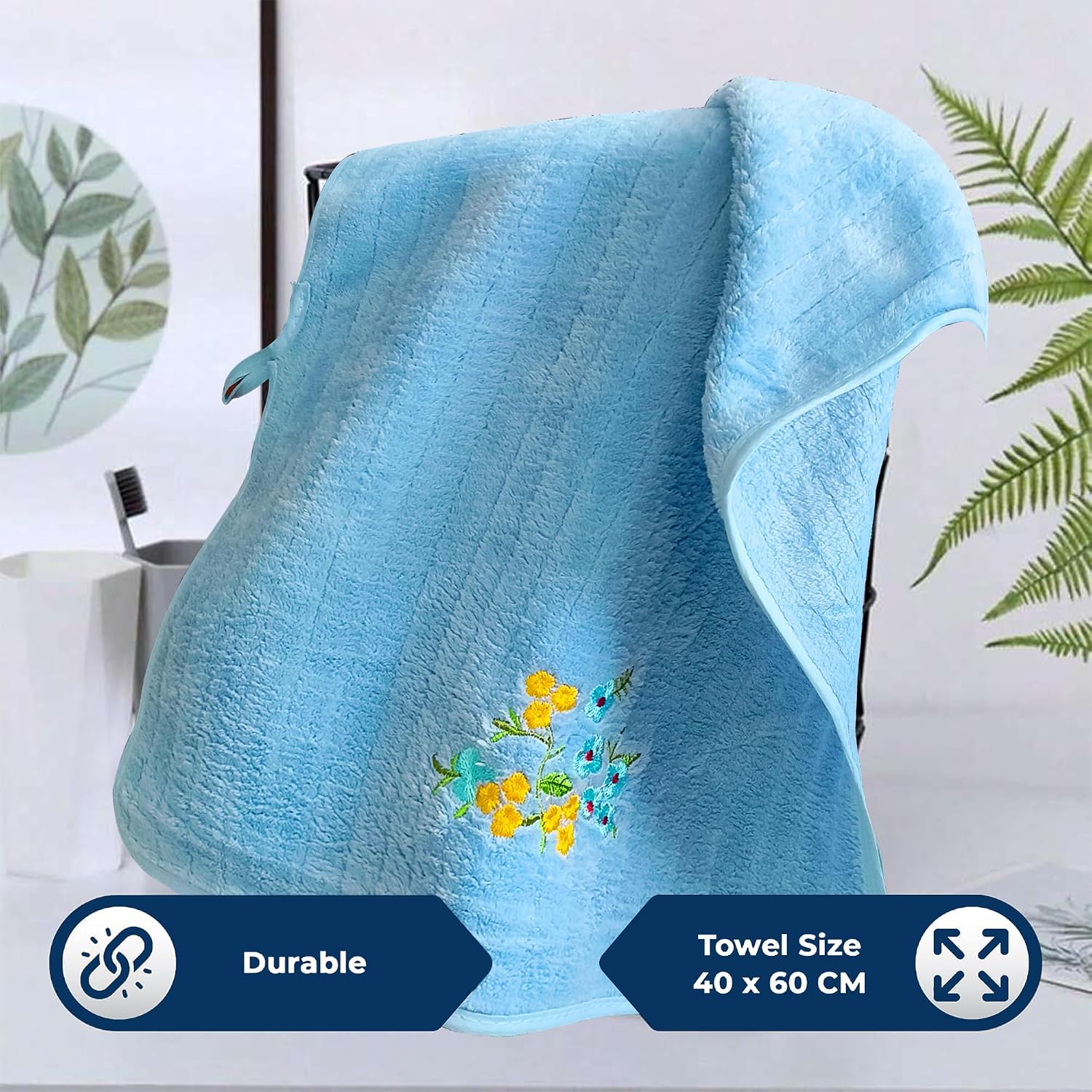 Enrich Homes Hand Small Towels 600 Gsm | Soft Microfiber Face Towels For Men & Women Kitchen & Bathroom Towel Set (Blue)- Set Of 4