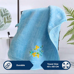 Enrich Homes Hand Small Towels 600 Gsm | Soft Microfiber Face Towels For Men & Women Kitchen & Bathroom Towel Set (Blue)- Set Of 4