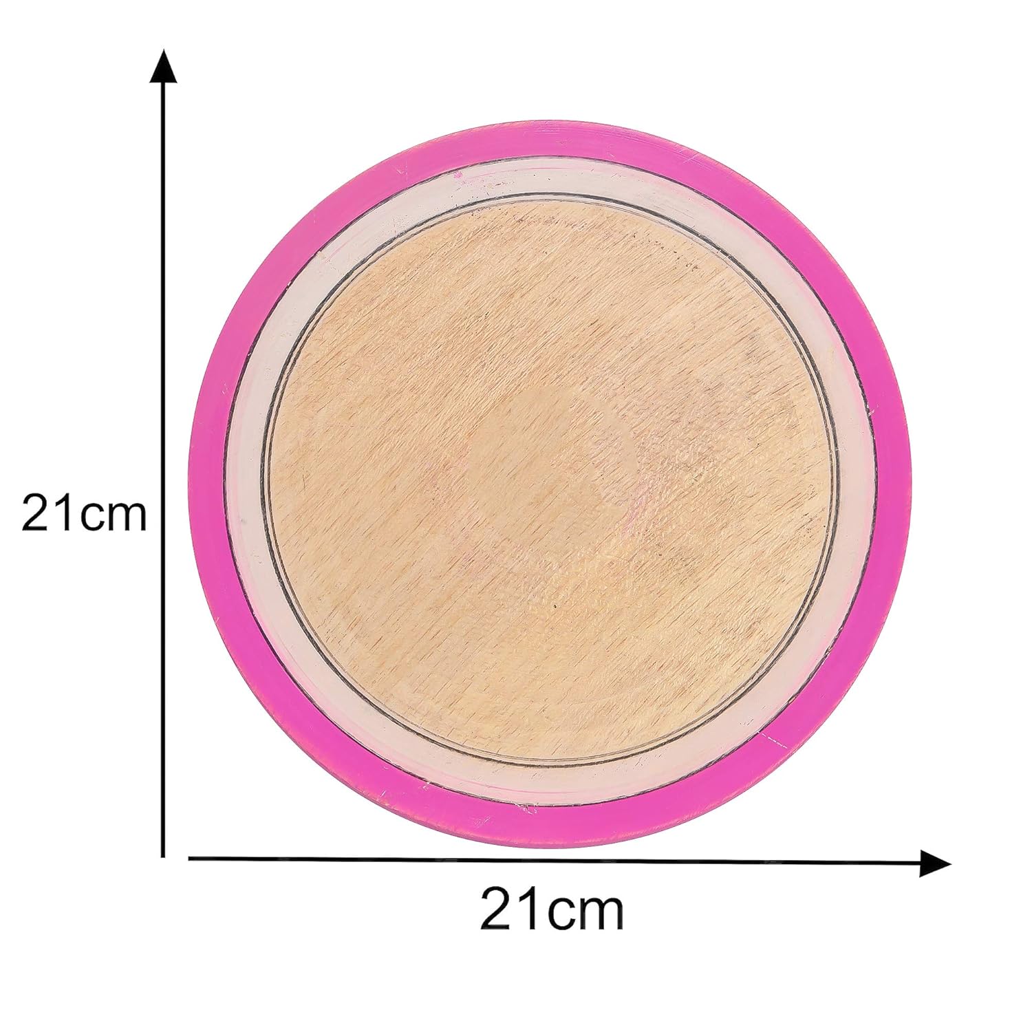 Pink Wooden Chakla With Belan - Roti Maker Or Rolling Board With Wooden Rolling Pin, 9 Inch