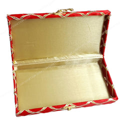 Decorative & Attractive Box Cash Box, Shagun Box, Jewellery Box, Money Box Envelop Wedding, Gift Box, Bangel Box Patola Design, Random Colour - Red, Material - Wooden