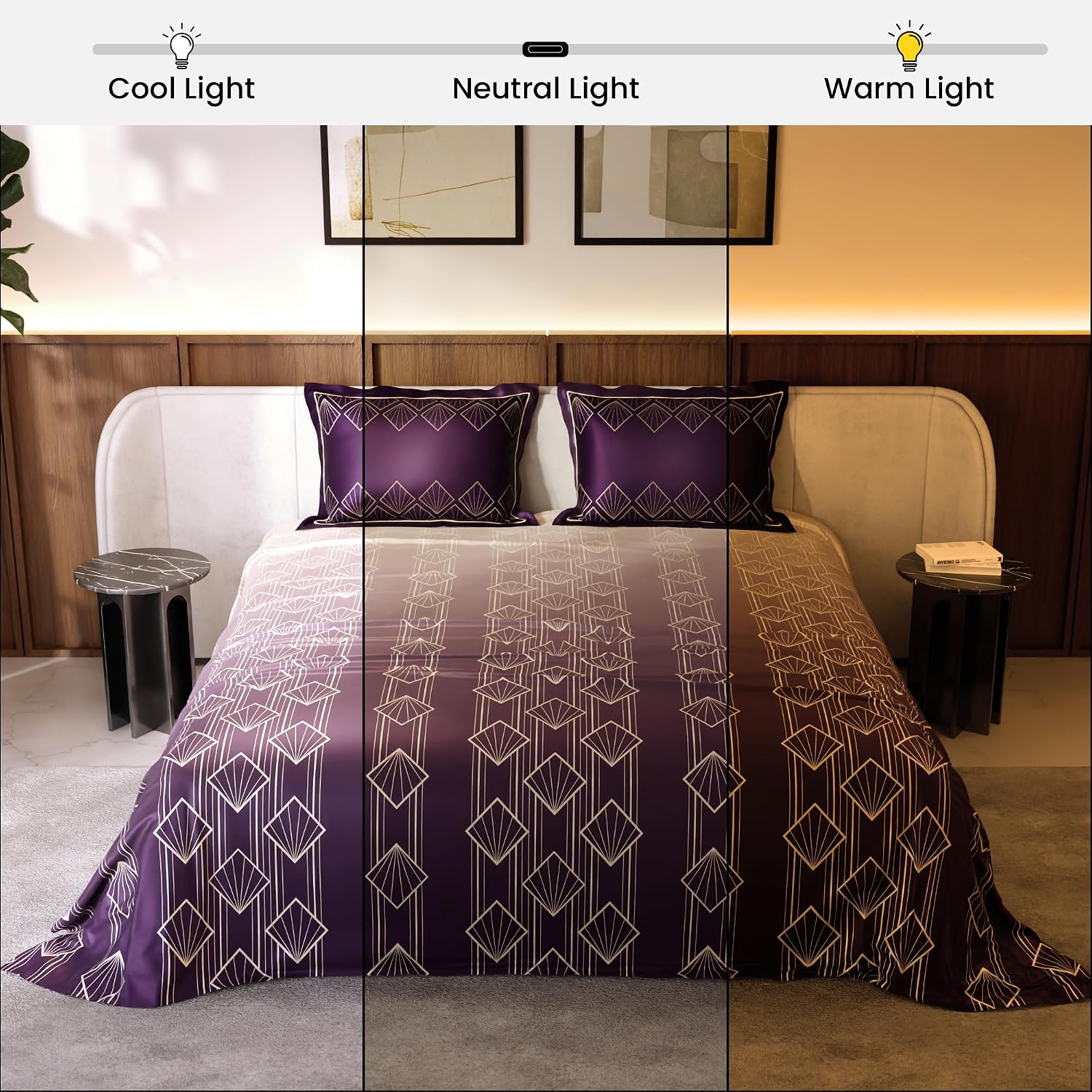 Premium Bedding Set King Size Bedsheet With 2 Pillow Covers | 90 X 108 Inches, Plum | Ultimate Comfort, Breathable - Wedding Gift For Couples