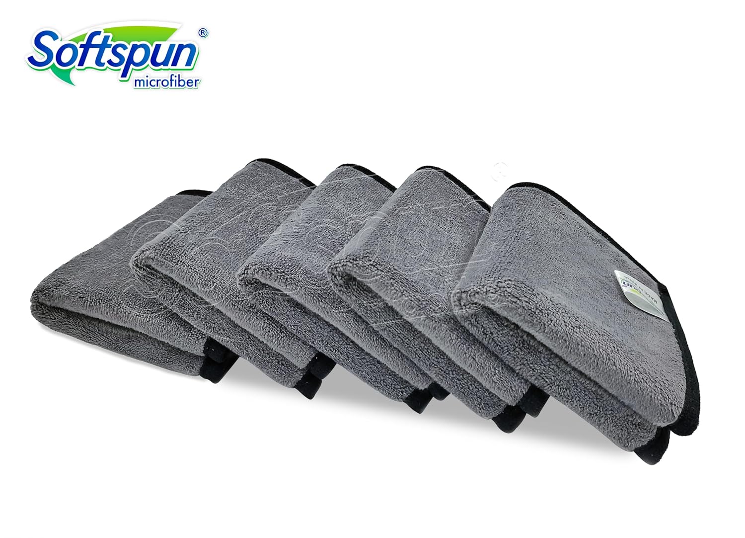 Softspun Microfiber Super Absorbent Small Wipes 500 Gsm | Silk Banded Edge Towel Set Extra Thick Microfiber Cleaning Cloths Perfect For Bike 5 Pieces (Grey)