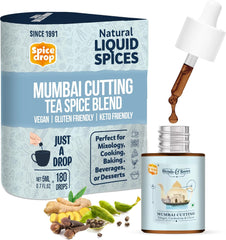 Spice Drop Mumbai Cutting Tea Spice Blend - 180 Cups, 5ml, 0.1 Fl.Oz. | Contains Cardamom, Ginger & Clove - Chai Masala Drops | GMO Free, No Preservatives, Gluten Friendly, Keto Friendly