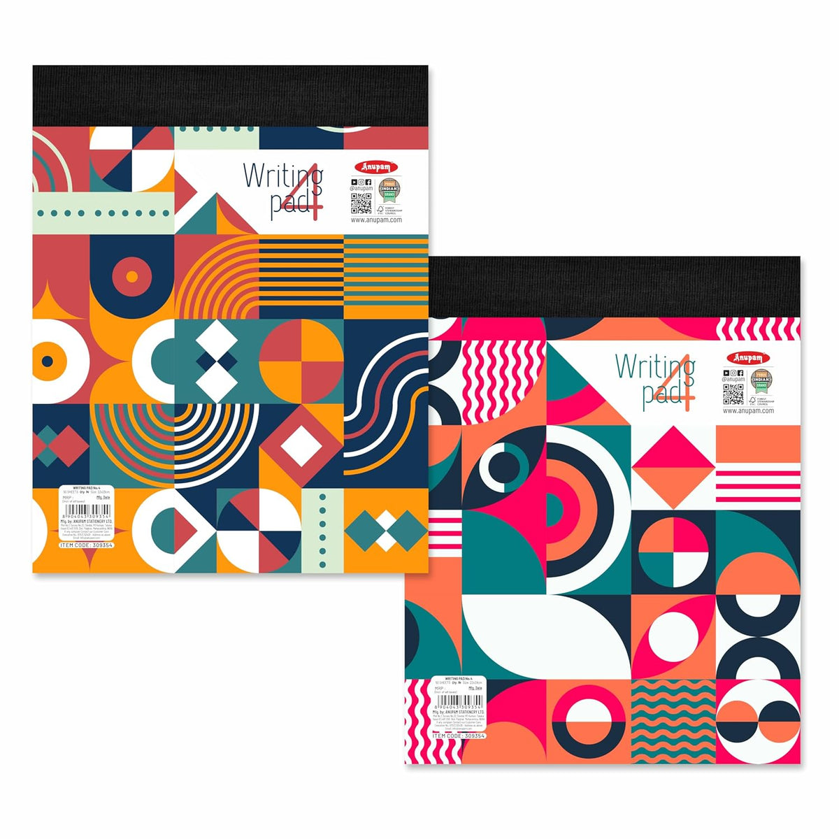 Writing Pad 22x29cm Lined Paper Wide Ruled 50 Sheets, Micro Perforated Notebook | Pack of 2