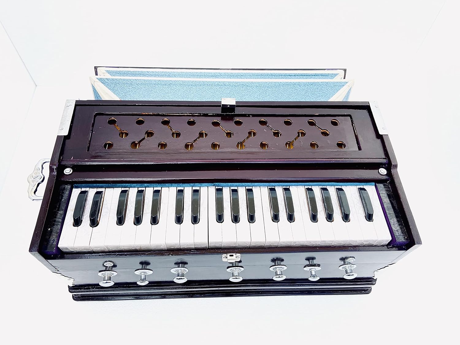 Best Harmonium With Free Carry Bag - 7 Stopper, Double Bellow, 39 Keys, Two Reed (Bass Male), 3 1/4 Octave | Handmade Instrument - Keyboard Cover With Lock