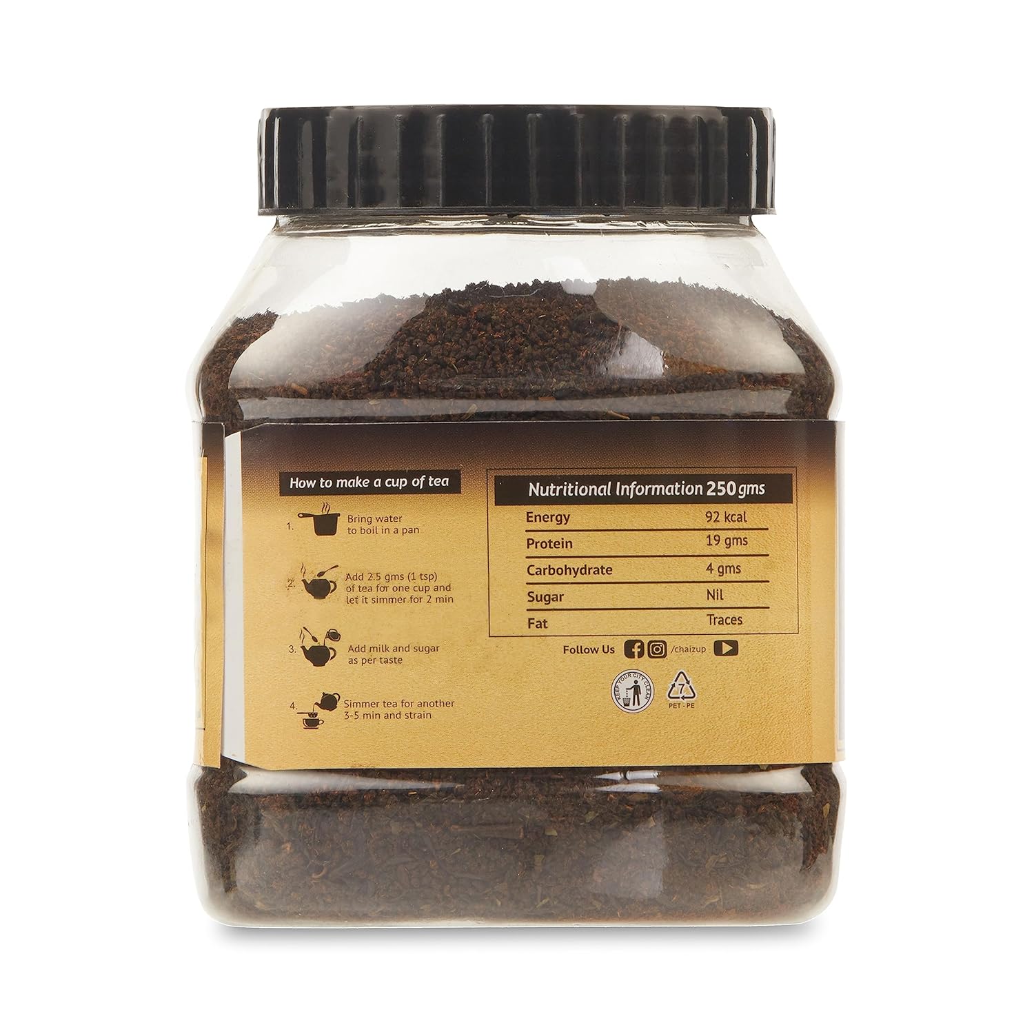 Chaizup Premium Gold CTC Tea - 250gm Jar, 8.8 Ounce | Loose Leaf Blend For Authentic Taste & Perfect Brew - Rich Flavor Assam Gold Tea | Low Caffeine