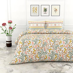 King Size Printed Bedsheet For Double Bed 2 Pillow Cover - 72 X 78 Inches, Multicolor | All Around Elastic Fitted - Ultra Soft & Breathable
