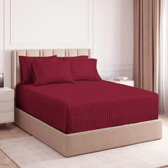 1 Double Bedsheets With 2 King Size Pillow Covers - 72 X 78 +10 Inches, Maroon | Double Bed With All Around Elastic Super Soft Breathable & Wrinkle Free