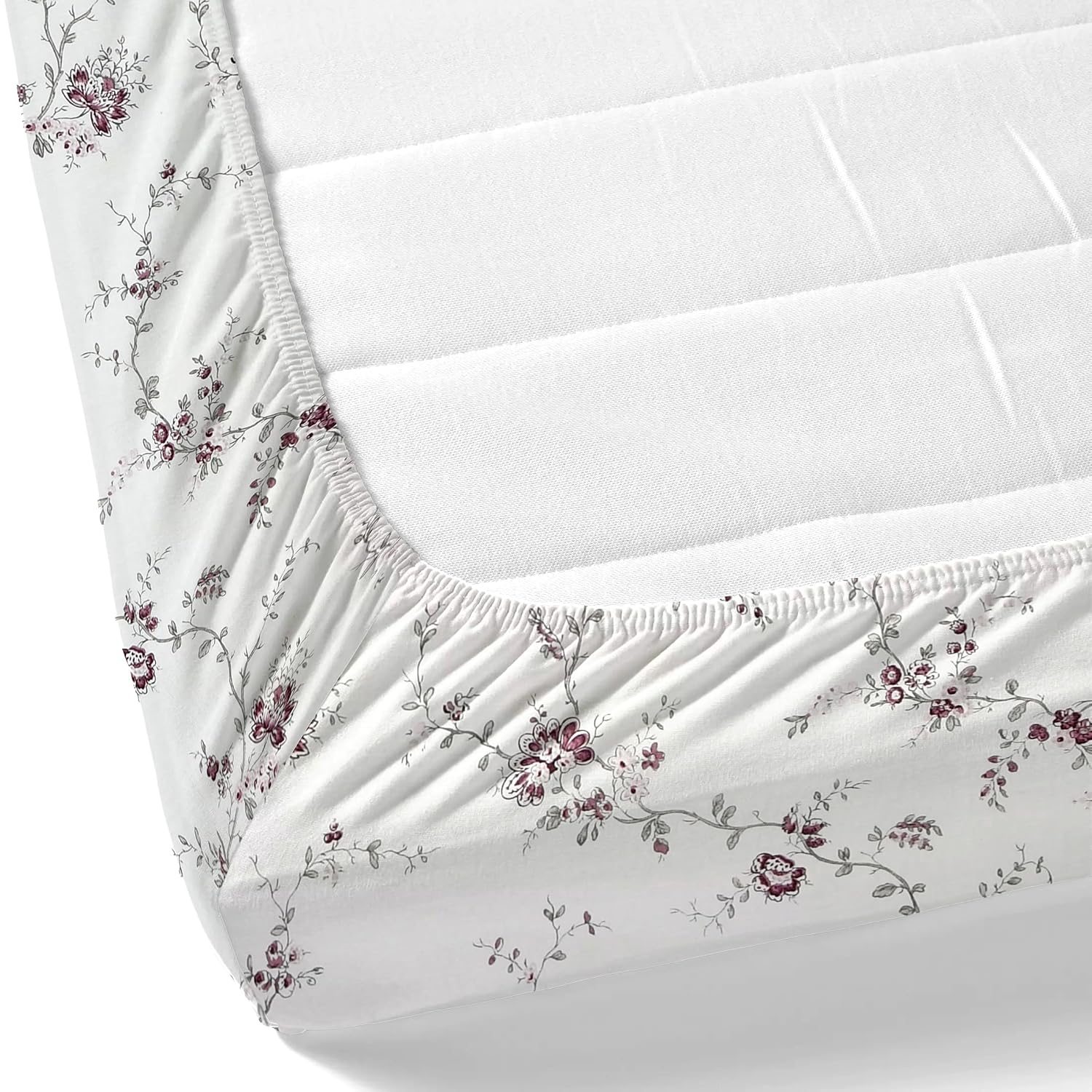 Luxury Bedsheet Queen Size With 2 Pillow Cover - 60 X 78 Inches, White & Grey | Printed All Around Elastic Fitted Bedsheet | Durable & Fade-Resistant