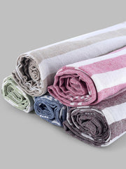 VäRde Premium Handloom Bath Towels 180 Gsm | Towel For Men & Women | Striped & Solid Pattern (Pink, Brown, Green, Blue & Grey Set Of 5)