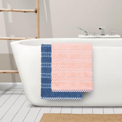 Mytrident 100% Cotton Bath Towel 1200 Gsm (Peach & Blue) - 2 Piece