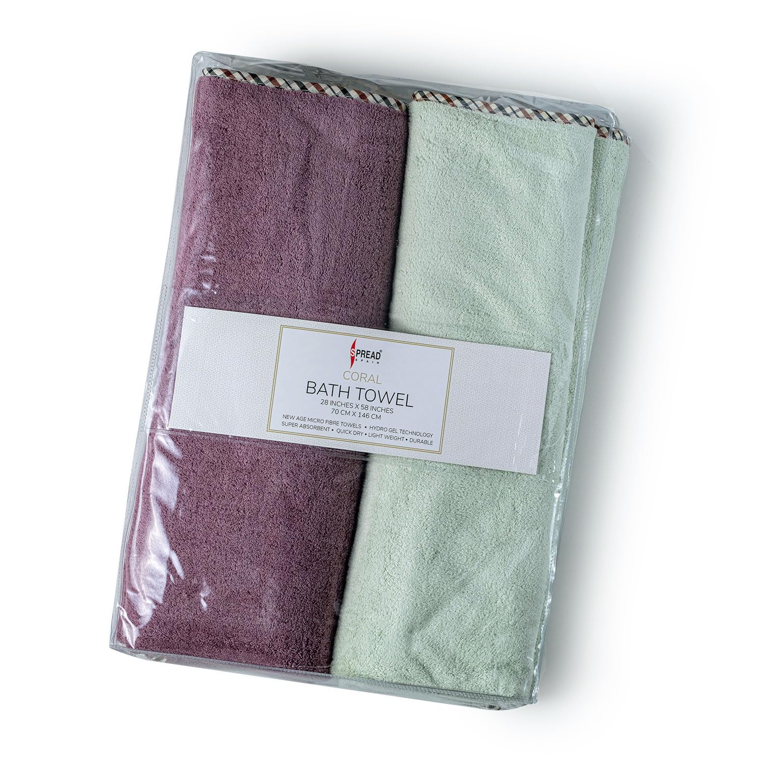 Spread Spain Microfiber Bath Towel 1200 Gsm | Extra Soft Plush & High Absorbent Bath Towel For Men & Women - Olive & Fashion Fruit (Pack Of 2)