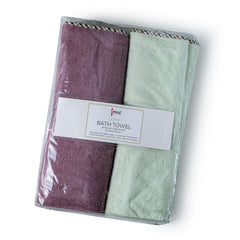 Spread Spain Microfiber Bath Towel 1200 Gsm | Extra Soft Plush & High Absorbent Bath Towel For Men & Women - Olive & Fashion Fruit (Pack Of 2)