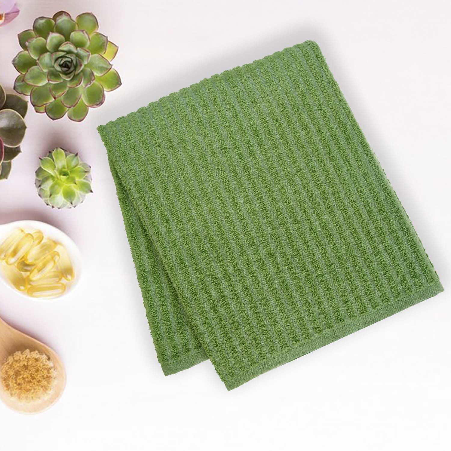 Micro Cotton Versa Craft Bath Towel 500 Gsm | Soft, Quick Drying Cotton Large Size Bath Towel (Green)