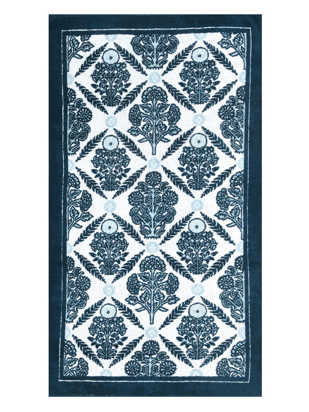 Homefresh Print Cotton Bath Towel 500 Gsm | Geometric Pattern Navy Blue & Grey (Mehr)