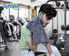 Softspun Microfiber Towels 380 Gsm | High Loop Gym & Sports For Men & Women Fast Drying Super Absorbent Lightweight (Grey)
