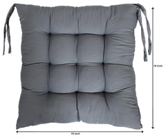 Chair Cushion Pad, Soft & Comfortable Sitting, Chair Pad - Grey Color | Microfiber Square Cushion For Home, Office | Chair Cushion With Ties, Floor Pillow, Washable - Pack Of 1