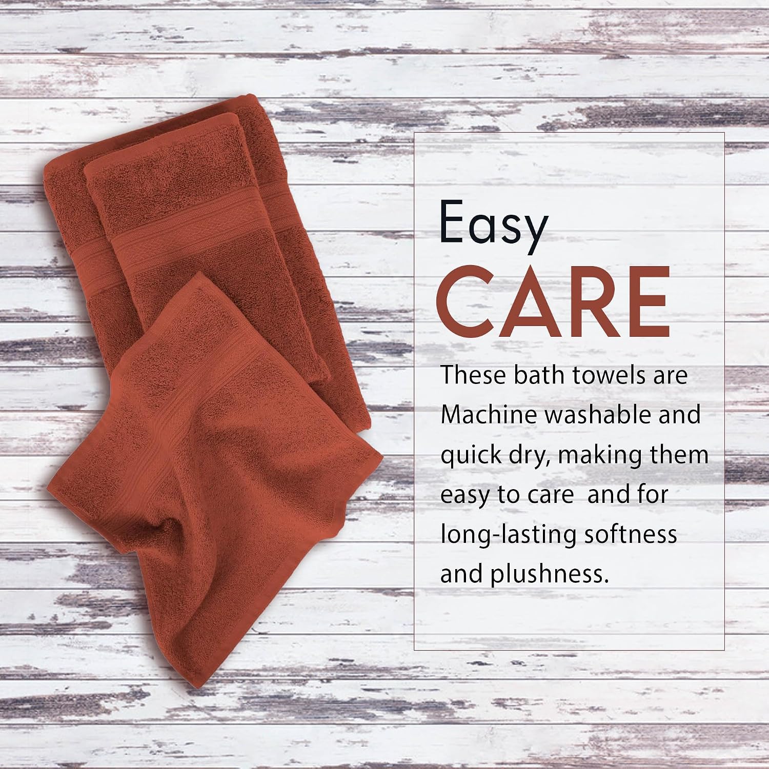 Ambra Linens 500 Gsm Highly Absorbent Towels Set 100% Cotton Soft & Plush All Seasons Use Large Everyday Use Durable Face, Bath & Hand Towels (6 Pieces, Dark Rust)