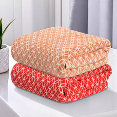 Heart Home Microfibre Bath Towel 800 Gsm | Quick Dry Absorbent Gym Sweat Workout & Shower Body Towel - Red & Golden (2 Pcs)