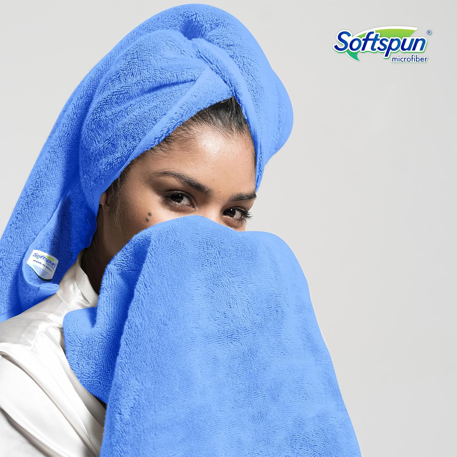 Softspun Microfiber High Loop Hair & Face Care Bath Towel 450 Gsm | Ultra Absorbent Super Soft & Comfortable Quick Drying Extra Large Towel (Sky Blue)
