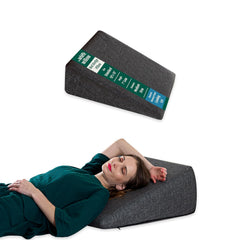 Bed Wedge Pillow For Sleeping, Leg Elevation, Dark Grey, Standard Size - 18 L X 18 W X 7 H Inch | Cooling Gel Memory Foam Pillow & HR Foam Pillow, Removable Pillow Cover, Washable Cover