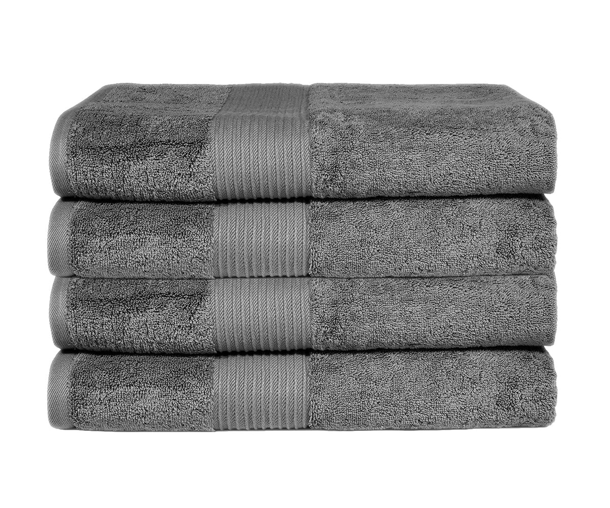 Fresh From Loom Luxury Edition Egyptian 100% Pure Cotton Bath Towel 2400 Gsm | High Water Heavy Soft Dual Stitched Bath Towel (Grey) - 4 Pcs