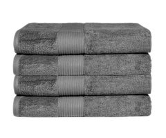 Fresh From Loom Luxury Edition Egyptian 100% Pure Cotton Bath Towel 2400 Gsm | High Water Heavy Soft Dual Stitched Bath Towel (Grey) - 4 Pcs