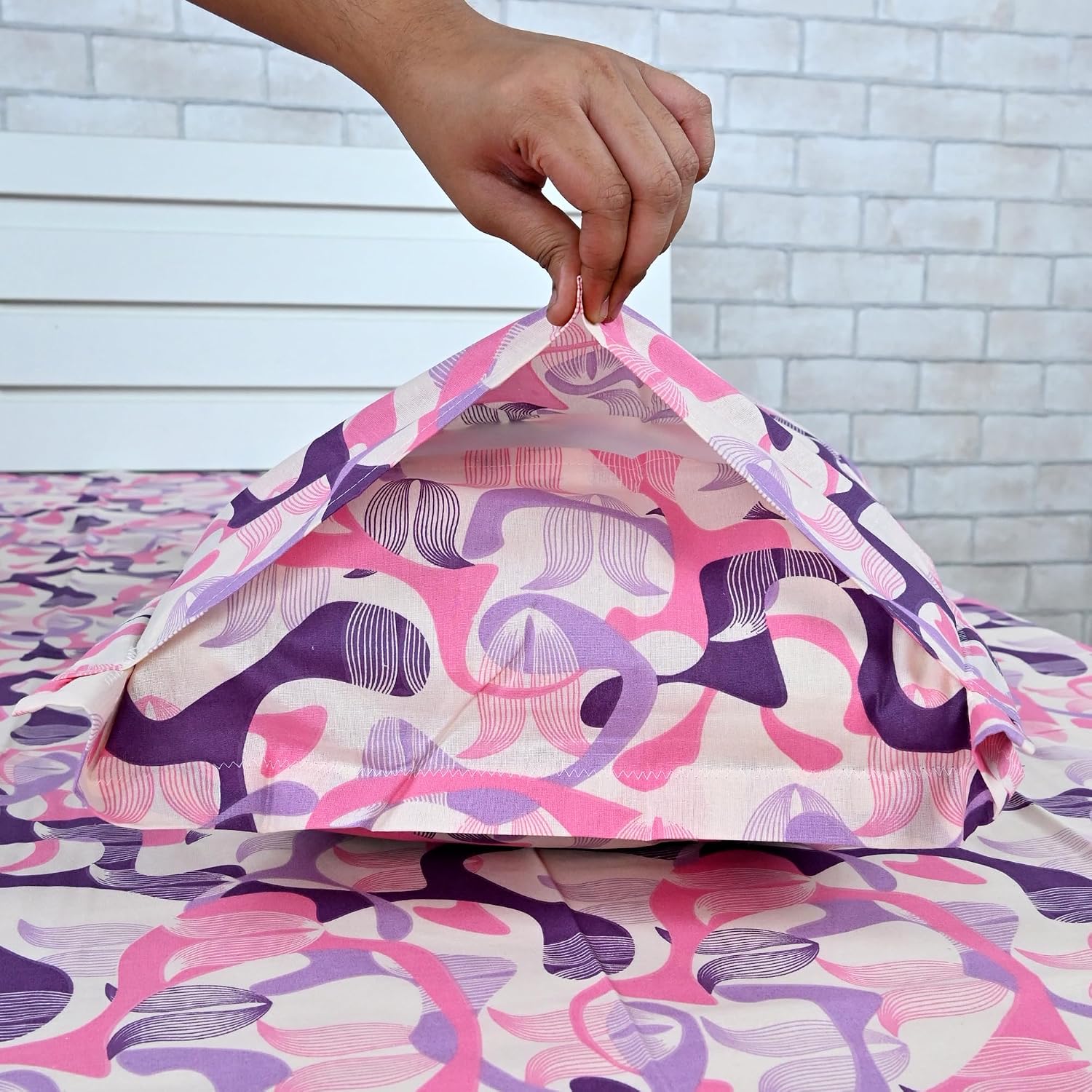 Cotton Double Bedsheet With 2 Pillow Covers - 87 X 100 Inches, Purple & Pink | Smooth & Comfortable For Daily Use - All Weather Coziness & Bedroom Style