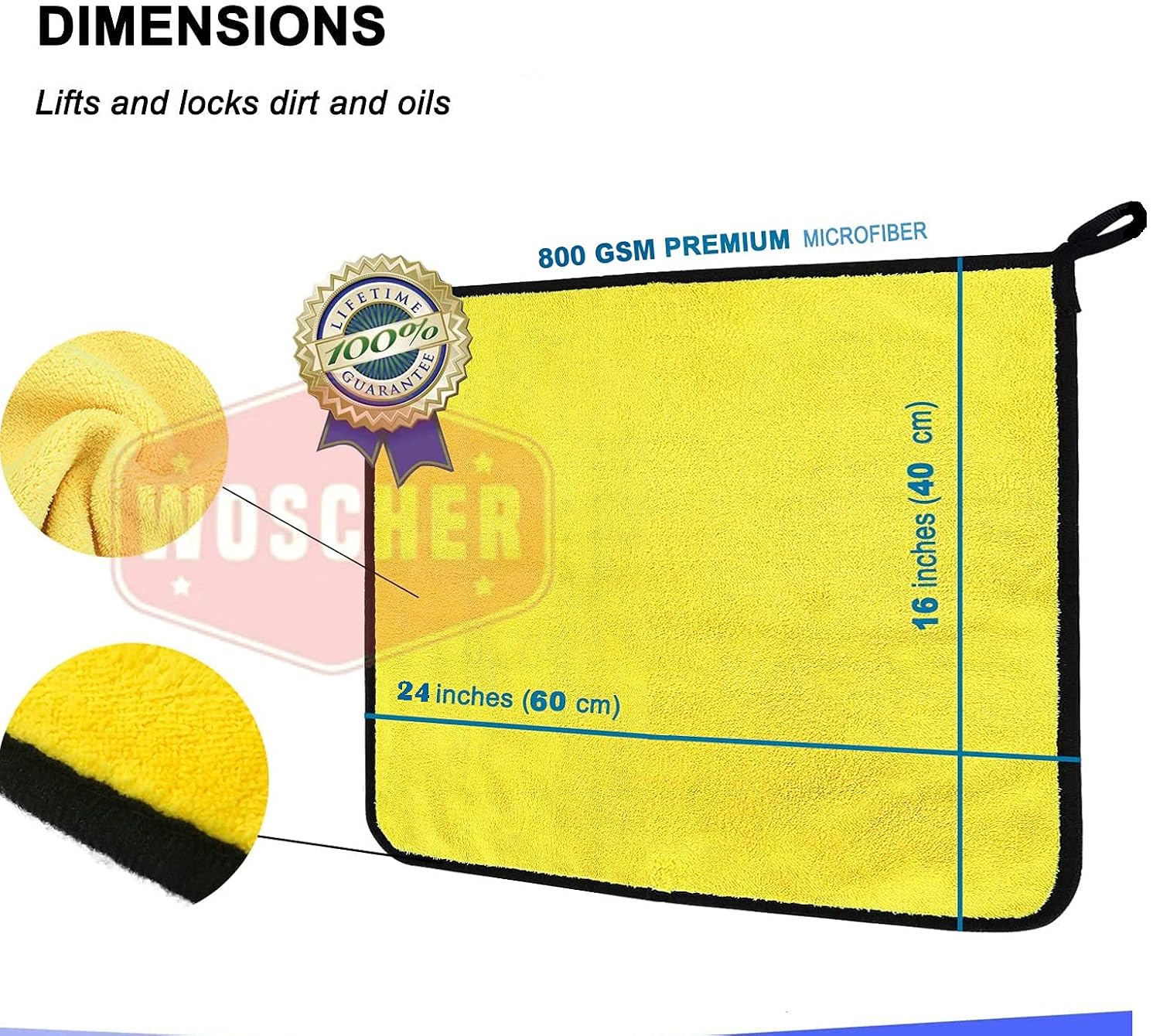 Woscher Microfiber Cloth 600 Gsm | Ultrasoft & Quick Drying Car Microfiber Cleaning Towel, Lint Free Automotive Microfiber Towel (Yellow & Grey)- Pack Of 3