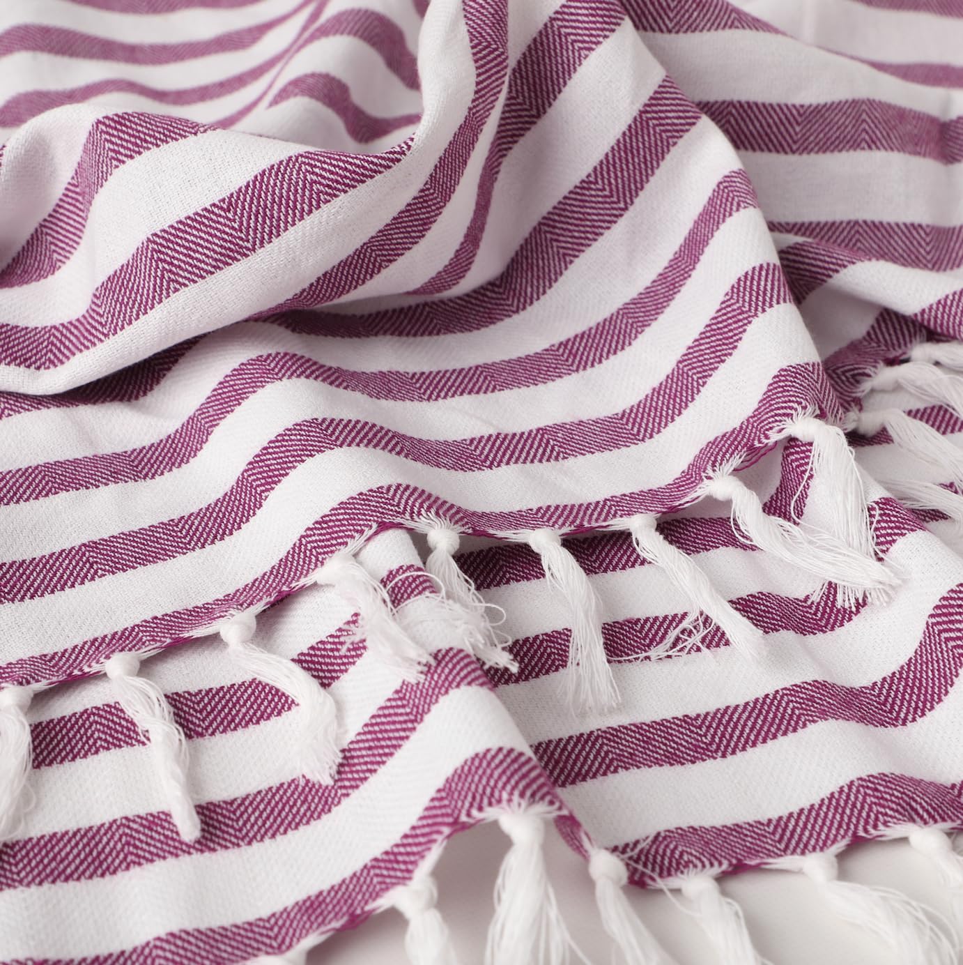 Patvy Bath Towels 490 Gsm | Light Weight Turkish Style Stripe Bath Towels For Men & Women Large Size (Rose & Grape)- Pack Of 2