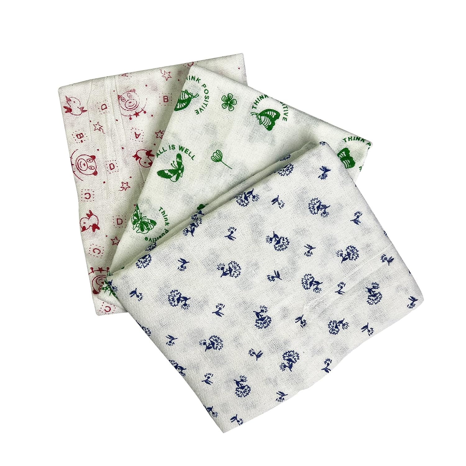 Yatta Kerala Printed Thorthu Traditional Bath Towel 500 Gsm Pure Cotton End Finished (Pack Of 3)- Multicolored