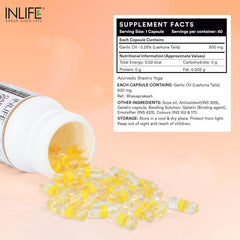 Inlife Garlic Oil Supplement 500mg, Natural Source Of Vitamins, Minerals & Antioxidants, Maintaining Overall Health | 60 Capsules 100gm 0.2lbs