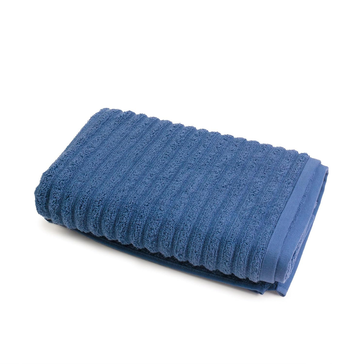 Vilasiya 100% Cotton Elace Ribbed Style Bath Towel 600 Gsm | Zero Twist Yarn Luxurious Soft, Extra Absorbent & Plushy (Blue)