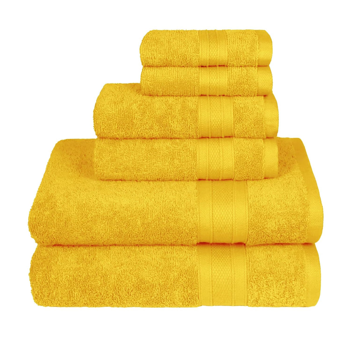 Trident Soft Comfort Air Rich Bath Towels 500 Gsm | 100% Cotton Towel, Super Soft, Highly Absorbent, 6 Pieces (Mustard Yellow)