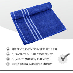 100% Cotton Hand Towels 600 Gsm | Super Soft, Absorbent, Quick Dry Hand Towel For Gym & Workout (Blue, Pack Of 4)