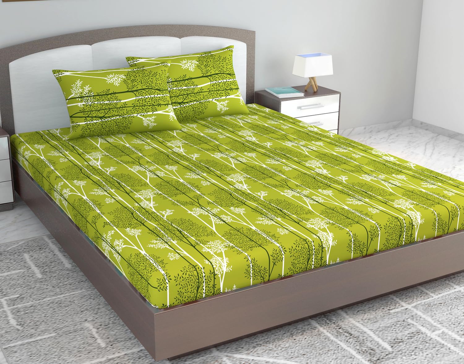 King Size Double Bedsheet With 2 Pillow Cover - 87 X 108 Inches, Light Green | Skin Friendly Fabric For Everyday Comfort - Perfect Gifting For Wedding Anniversary